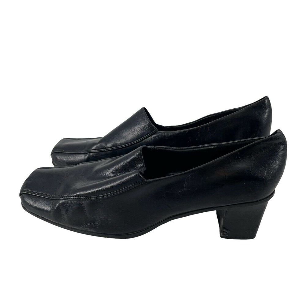 Black Square Toe Shoes Pumps Heels Retro Y2K Womens Size 10 Nickles Soft Vegan